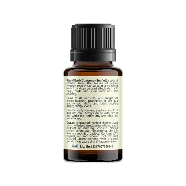 Bliss of Earth Organic Cinnamon Leaf Premium Sri Lankan Essential Oil - Distacart