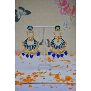 Chandbali Gold-Plated Sky Blue Drop & Dangler Earrings For Women & Girls By House of Ree - Distacart