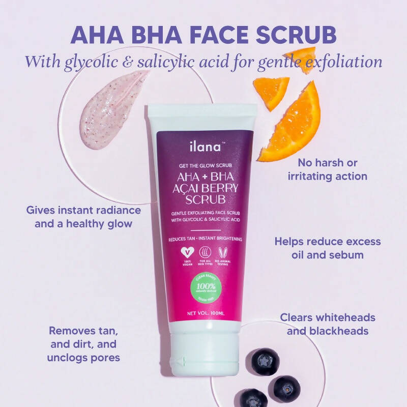 Ilana Get The Glow - AHA BHA Gentle Exfoliating Cream Face Scrub - Distacart