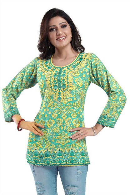 Snehal Creations Fabulous Lime Green Summer Cool Printed Tunic