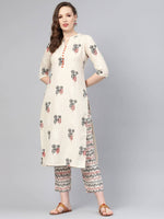 Thumbnail for Vamika Printed Cotton Cream Party Wear/Casual Wear Kurta Set/Suit - Distacart