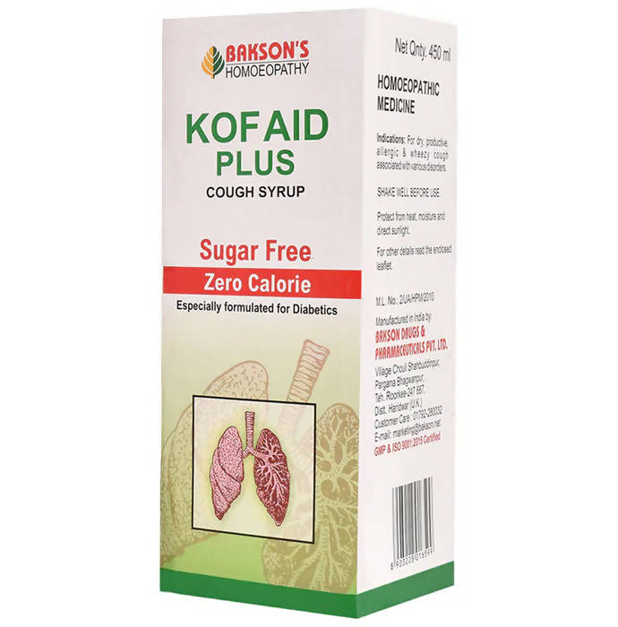 Bakson's Homeopathy Kof Aid Plus Syrup Sugar Free - Distacart