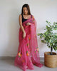 Vastrasky Pink Organza Saree - Distacart