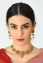 Thumbnail for Mominos Fashion Johar Kamal Gold-Plated Brass Finish Kundan Choker For Women (Golden) - Distacart