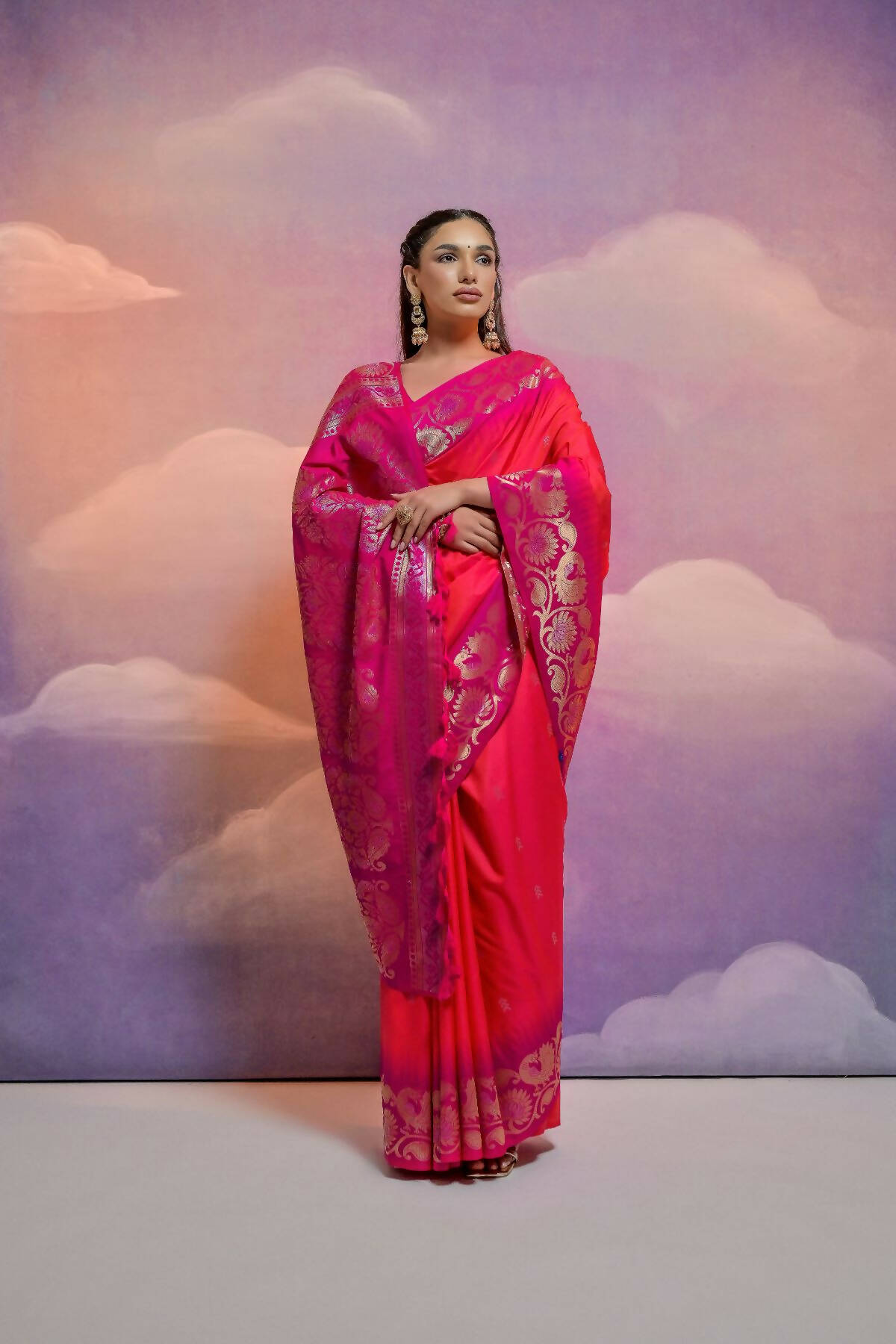 Vishnu Weaves Women's Gajri Soft Silk Zari Woven Saree with Blouse - Distacart