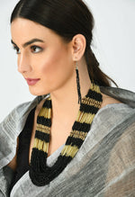 Thumbnail for Mominos Fashion Johar Kamal Handicraft Finish Beads Work Long Necklace For Women (Black /Golden) - Distacart