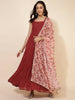 Janasya Women's Red Georgette Foil Printed Festive Anarkali Kurta Set - Distacart