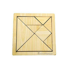 Kraftsman Portable Wooden Tangram Puzzle | 7 Pieces Puzzle Board for Kids and Adults | Travel Pouch Included - Distacart
