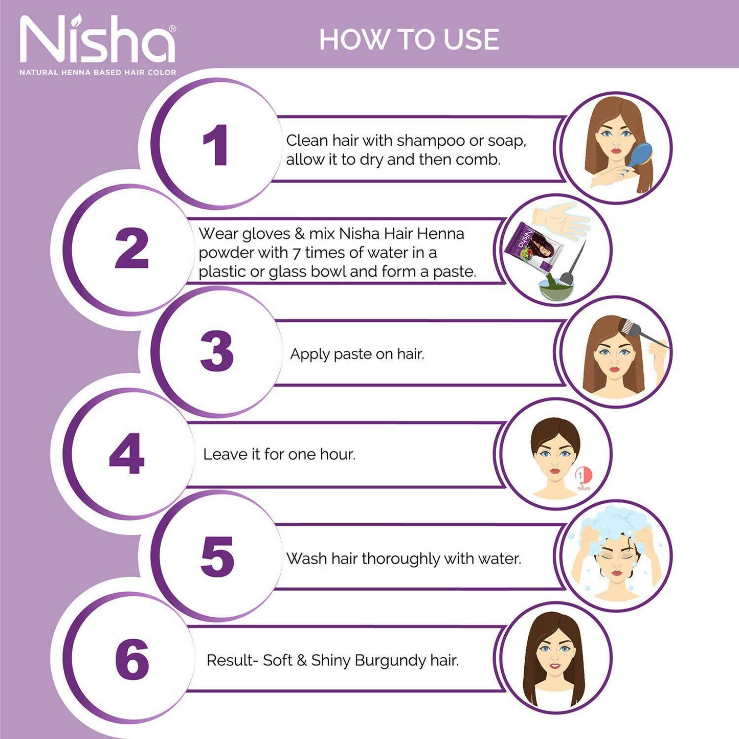 Nisha Natural Henna Based Hair Color Burgundy Red - Distacart