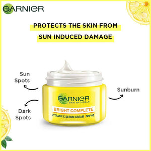Garnier Bright Complete Vitamin C SPF40/PA+++ Serum Cream - Distacart