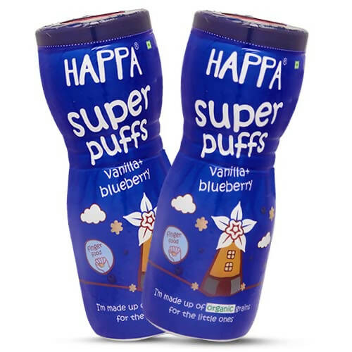 Happa Organic Multigrain Vanilla + Blueberry Melts Super Puffs - Distacart