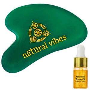 Natural Vibes Jade Gua Sha with Free Gold Beauty Elixir Oil - Distacart