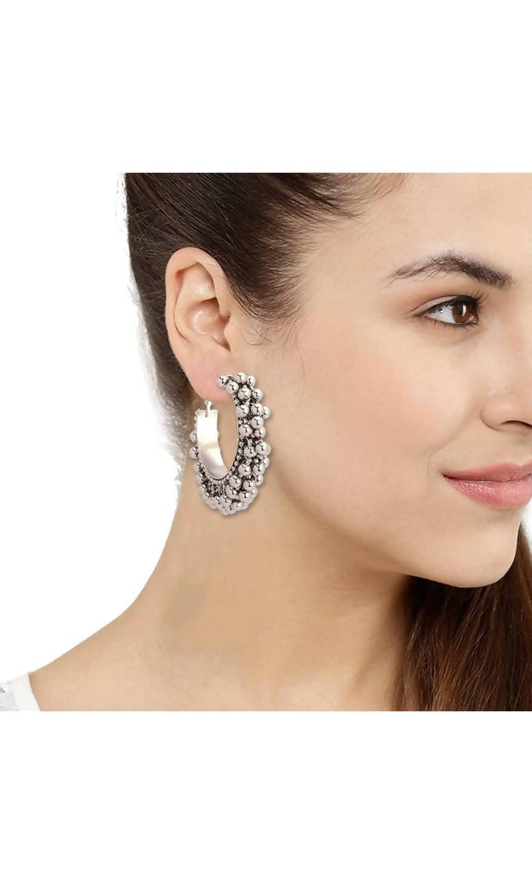 Mominos Fashion Traditional Oxidised Afghani Ghungroo Style Small Hoop Earrings - Distacart