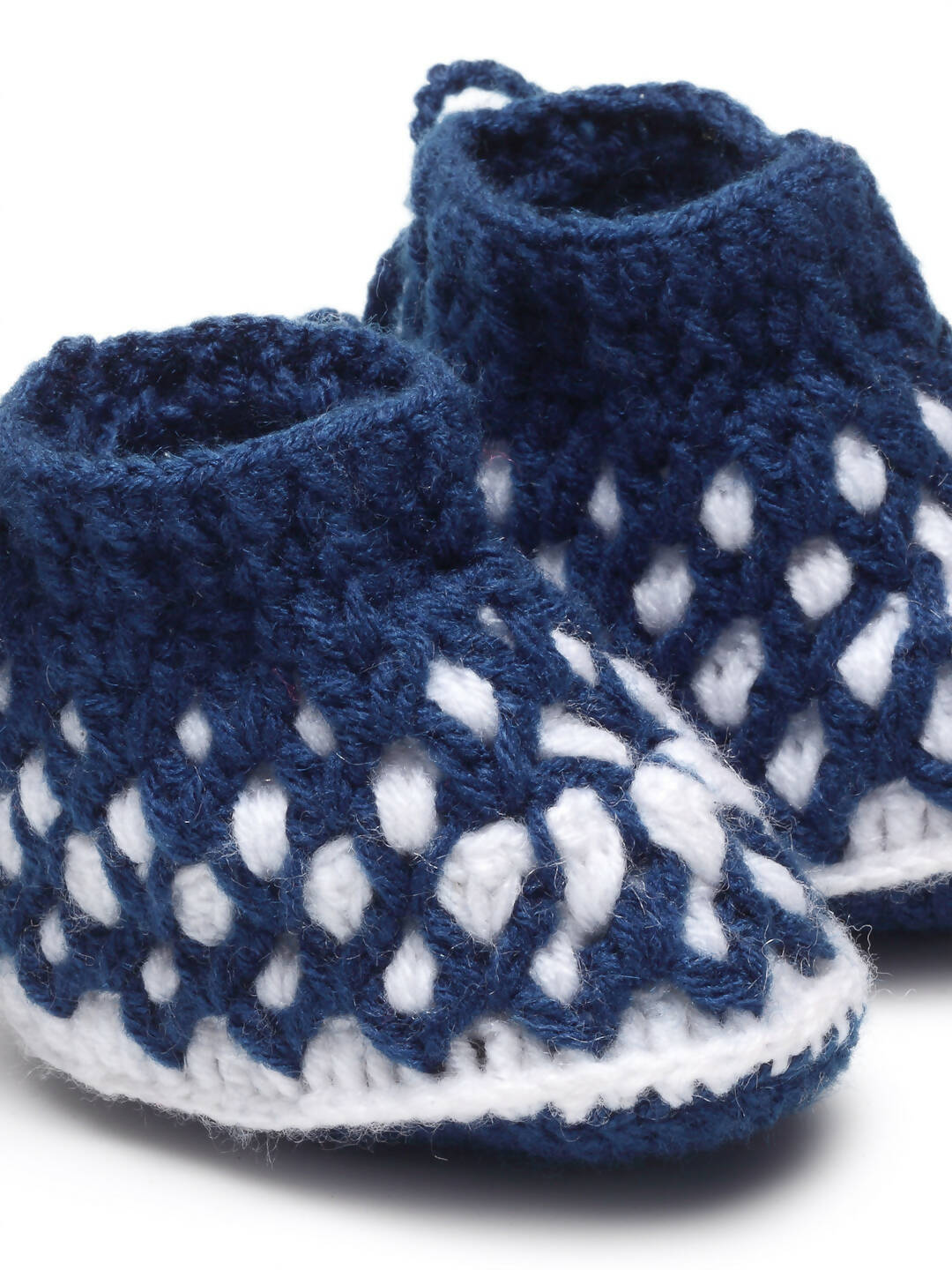 Chutput Kids Woollen Hand Knitted Self Desgin Booties - Blue - Distacart