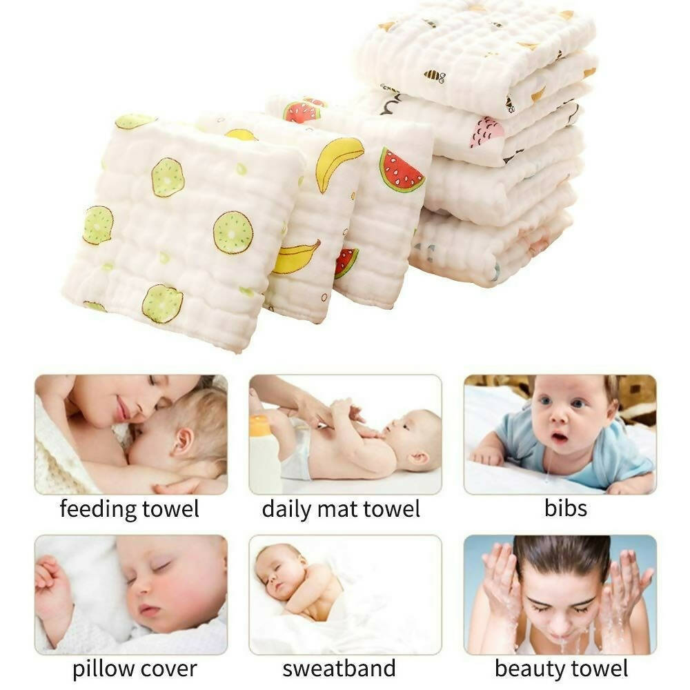 Mom Care Muslin Cotton Face Towels Set Of 5 - Distacart