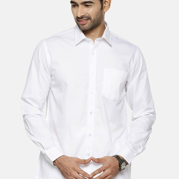 Ramraj Cotton Mens Full Sleeve Formal 100 % Cotton White Shirt - Distacart