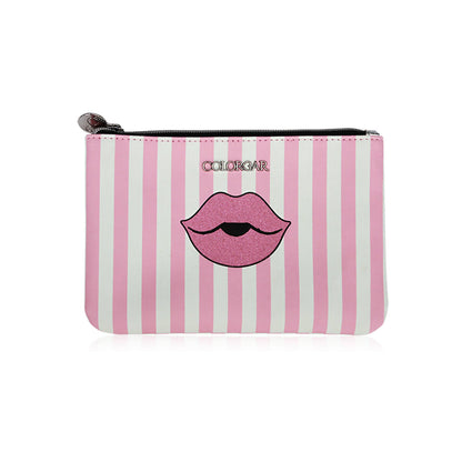 Colorbar Pouch Lips & Lashes Flat Pouches (Set Of Two) - White+Blush Pink - Distacart