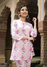 Thumbnail for Women's Casual Fashionable Light Pink Muslin co-ord set - Rooh - Distacart