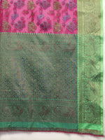 Thumbnail for Lorenvalley Fashion Pink Cotton Woven Design Zari Meenakari Weaving Saree - Distacart