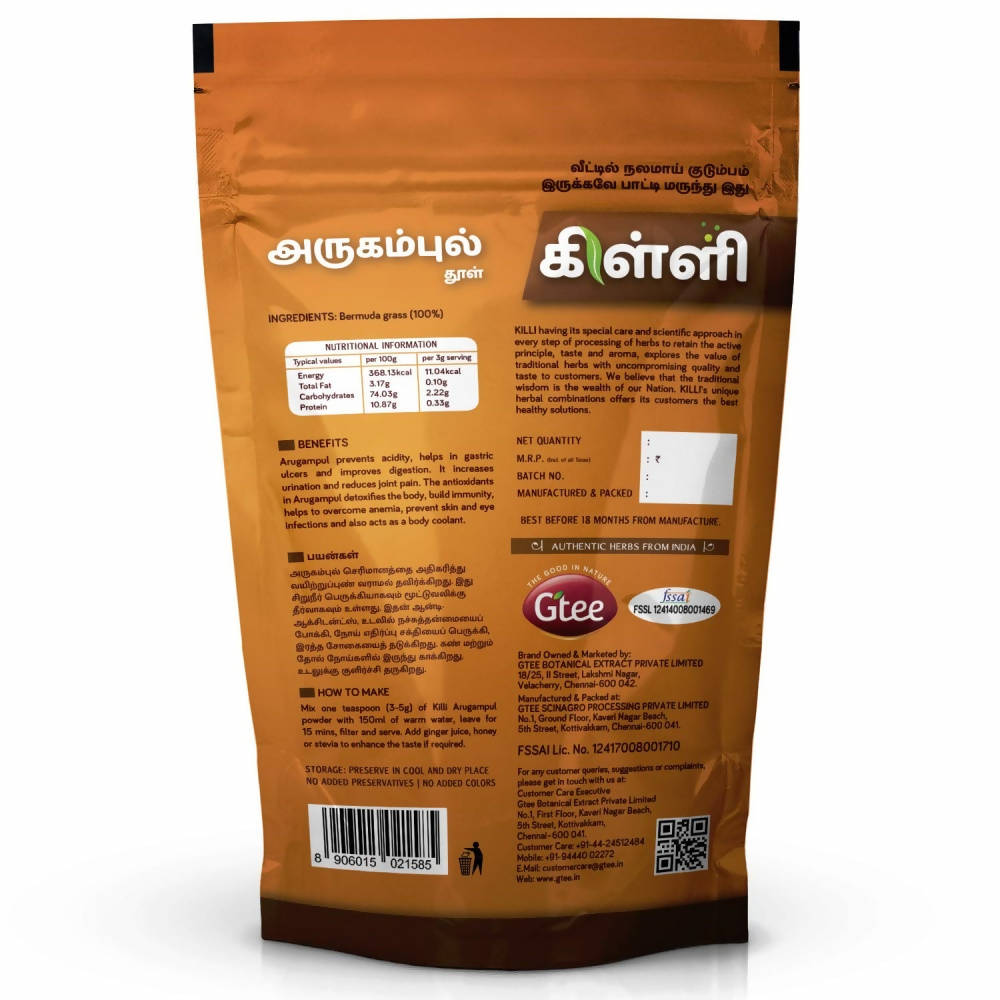 Killi Herbs Arugampul Grass Powder (Bermuda) - Distacart