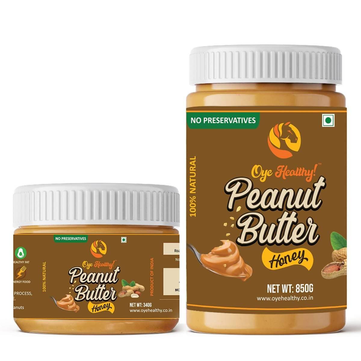 Oye Healthy Peanut Butter Natural Honey Combo Pack of 2 (850gm+340gm)