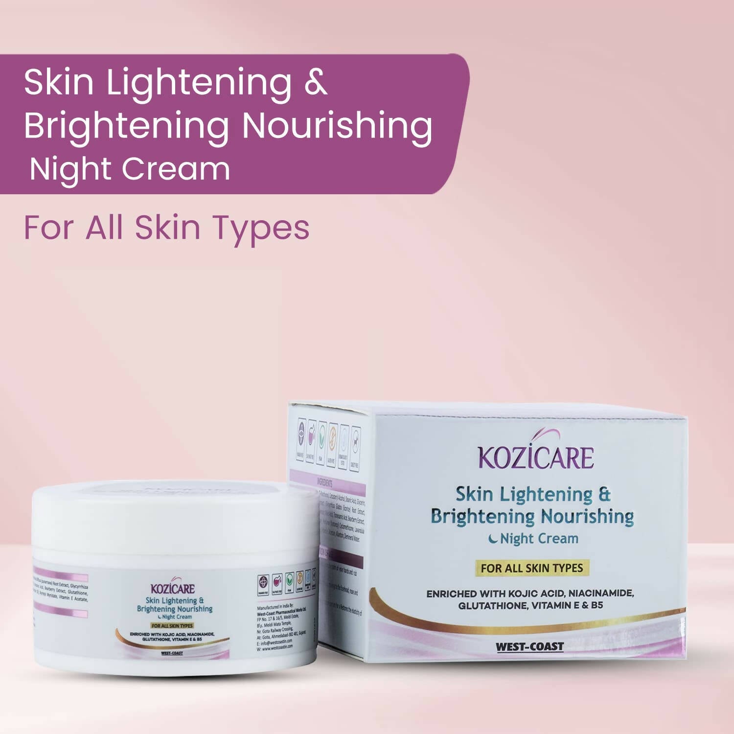 Healthvit Kozicare Skin Lightening & Brightening Nourishing Night Cream - Distacart