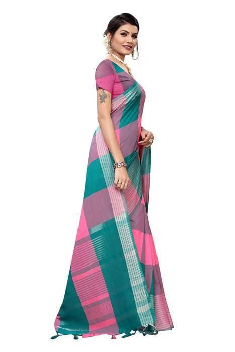 Vamika Rama Cotton Silk Weaving Saree (Gamma Checks Rama) - Distacart