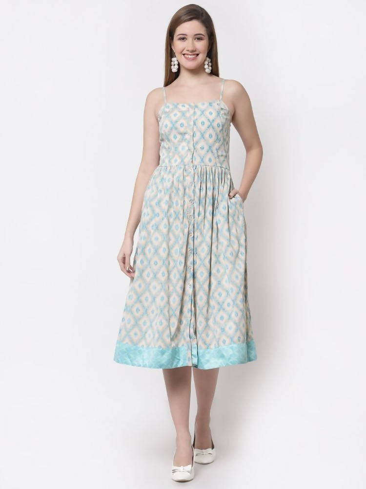 Myshka Multi Color Crepe Printed Sleeveless Dress