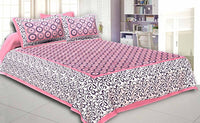 Thumbnail for Vamika Printed Cotton Pink & Black Bedsheet With Pillow Covers
