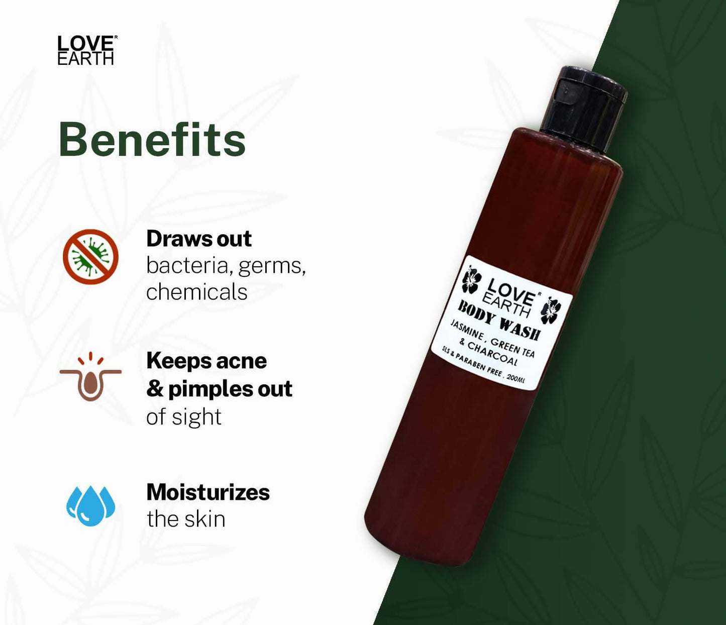 Love Earth Body Wash Jasmine, Green Tea & Charcoal - Distacart