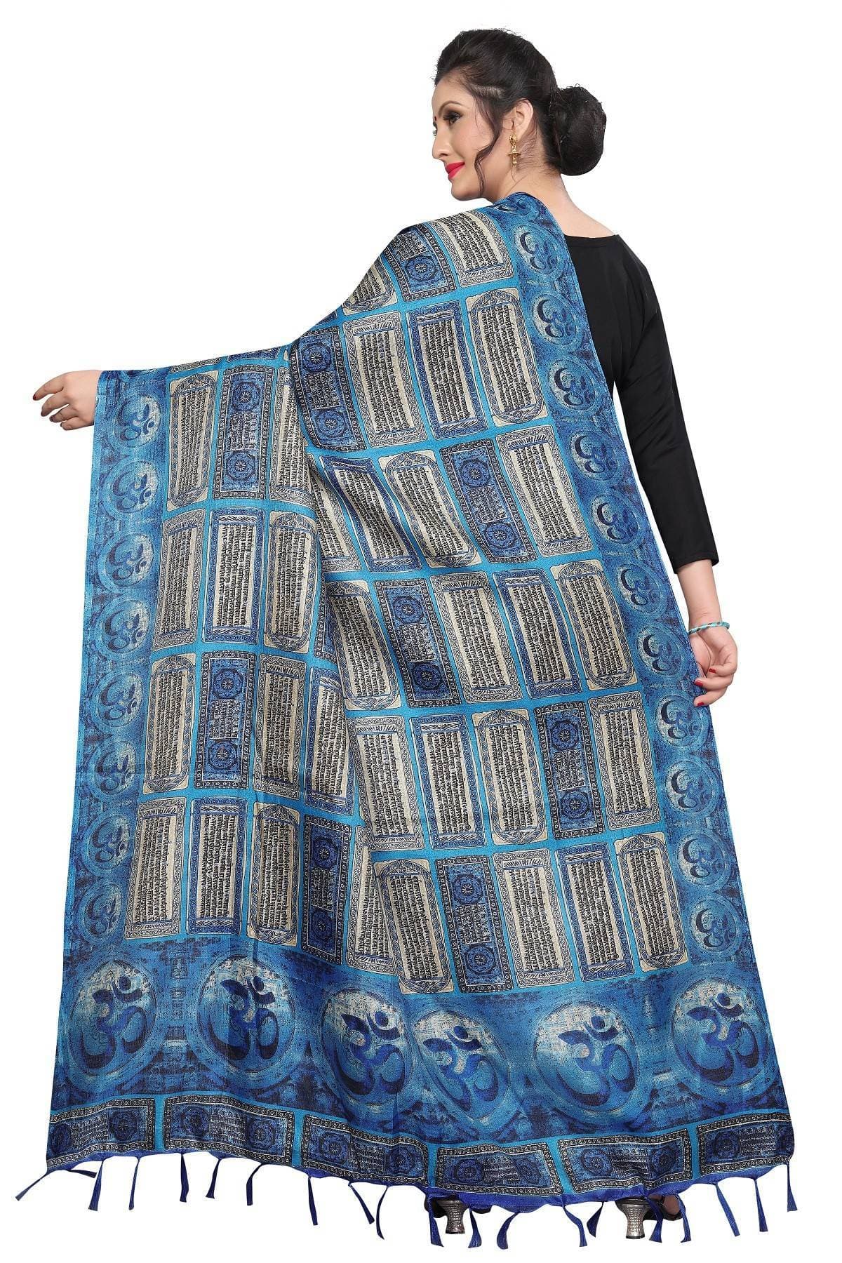 Vamika Blue Printed Khadi Bhagalpuri Dupatta