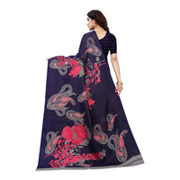 Thumbnail for Vamika Printed Jute Silk Blue Saree blouse