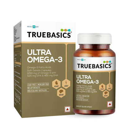 TrueBasics Ultra Omega 3 Fish Oil Capsules for Women & Men - Distacart