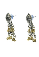 Thumbnail for Mominos Fashion Johar Kamal Oxidised Silver-Plated Brass Finish Peacock Choker For Women (Silver/Golden) - Distacart
