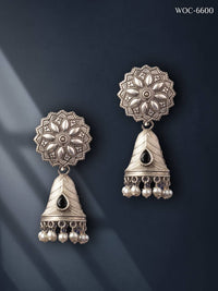 Thumbnail for Mominos Fashion Johar Kamal Silver Bell Stone Jhumka