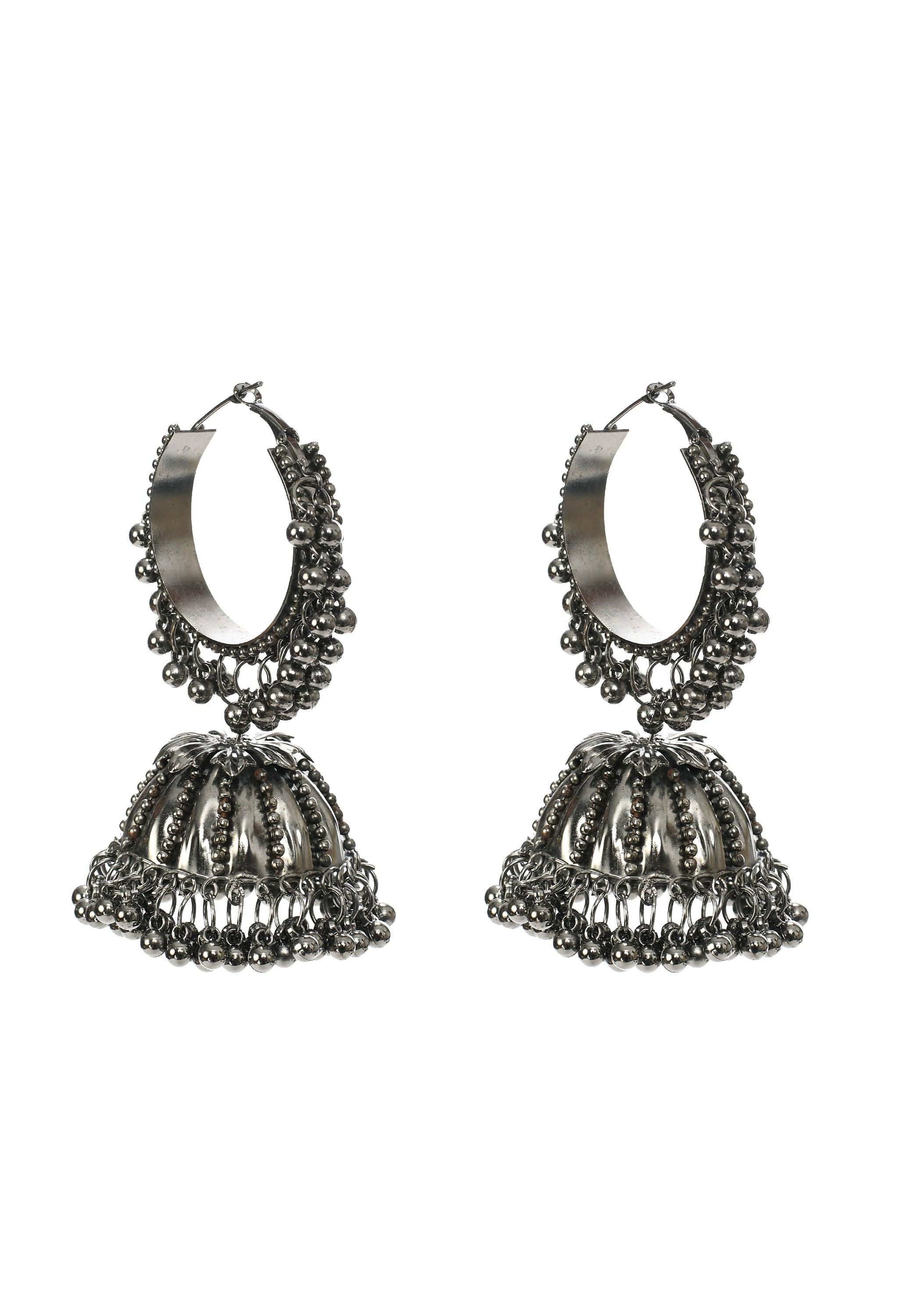 Mominos Fashion Johar Kamal Oxidised Black-Plated With Ghungroo Jhumkas - Distacart