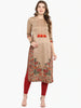Janasya Brown Printed Straight Kurta - Distacart