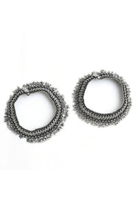 Thumbnail for Mominos Fashion Kamal Johar Oxidised Silver Heavy Design Anklets