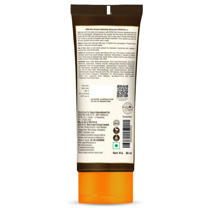 Wow Skin Science Hydrating Sunscreen Spf 50 Pa +++ - Distacart