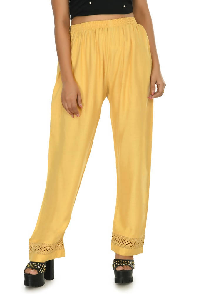 Mominos Fashion Moeza Reyon Cotton Golden Color Straight Work Palazzo