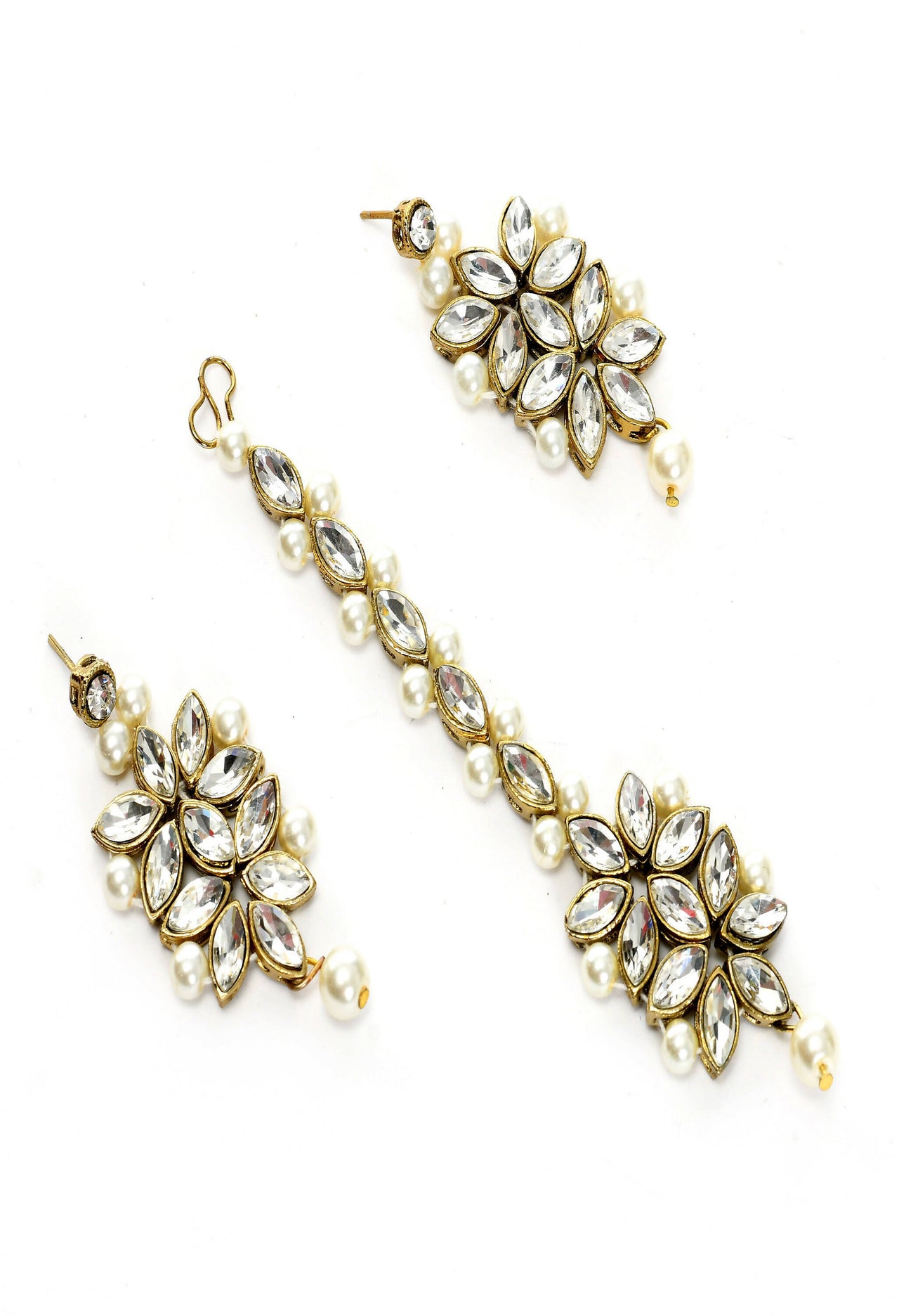 Mominos Fashion Johar Kamal Gold-Plated Brass Finish Kundan/Pearls Choker For Women (White) - Distacart