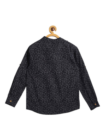 Manet Ethnic Full Sleeves Triangel Printed Shirt - Black - Distacart