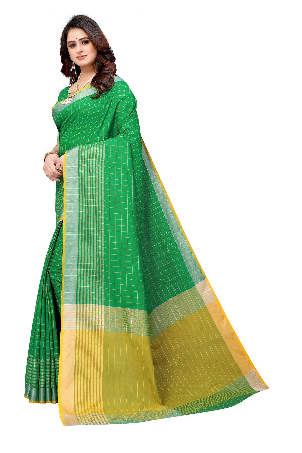 Vamika Green Cotton Silk Saree - Distacart