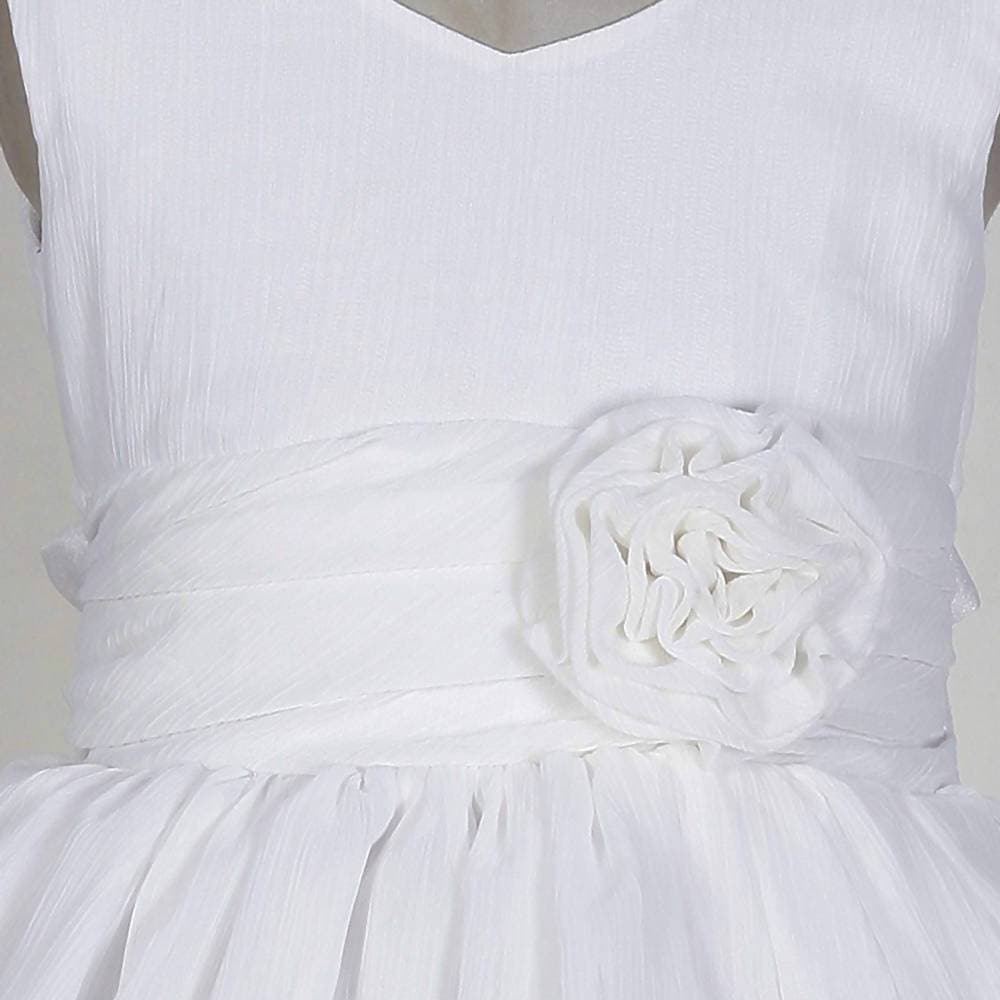 Asmaani Baby Girl's White Colour Satin A-Line Maxi Full Length Dress (AS-DRESS_22170) - Distacart