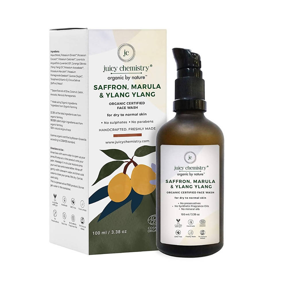 Juicy Chemistry Saffron, Marula & Ylang Ylang Face Wash For Dry - Distacart