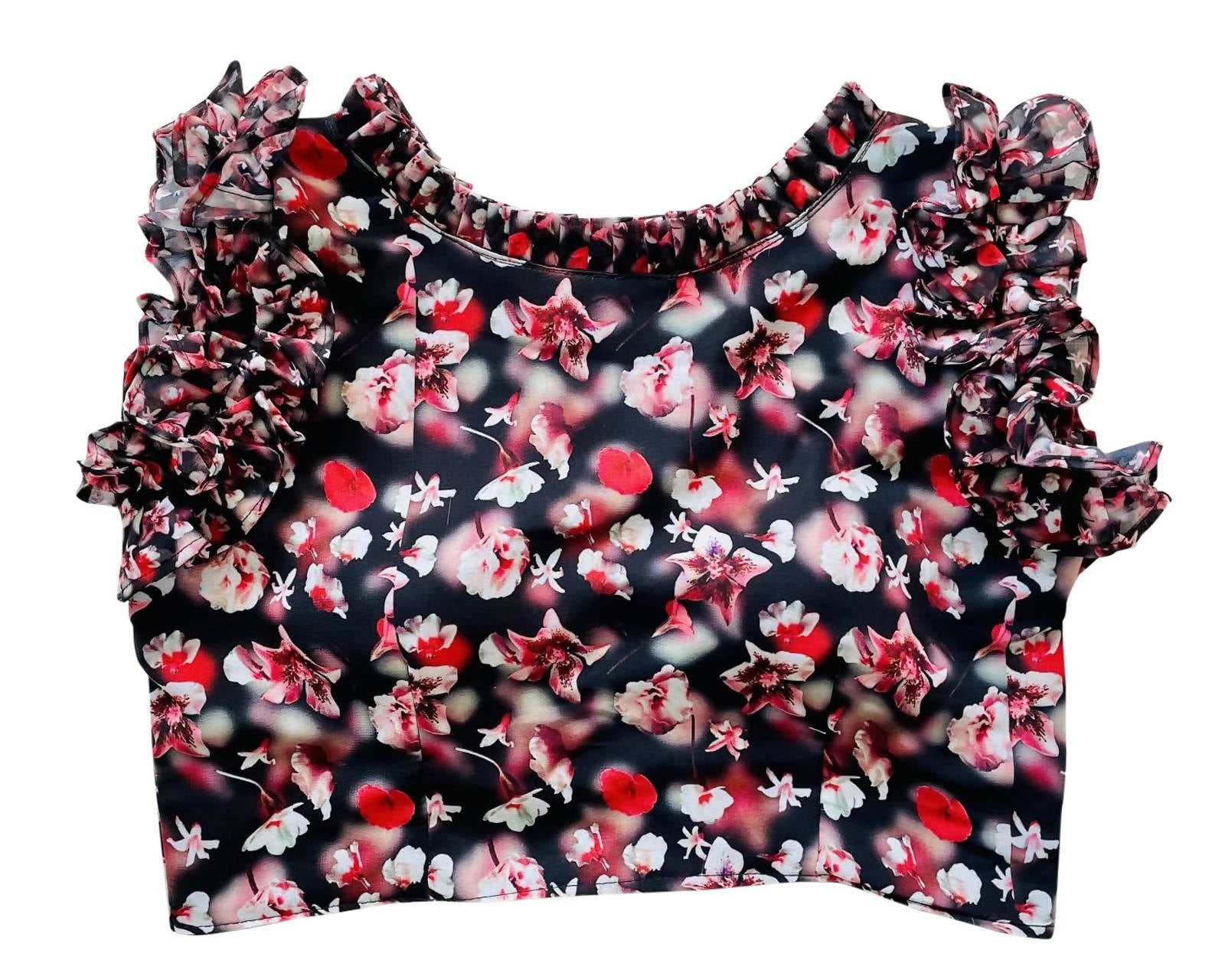 Vamika Beautiful Black Georgette Frill Blouse - Distacart