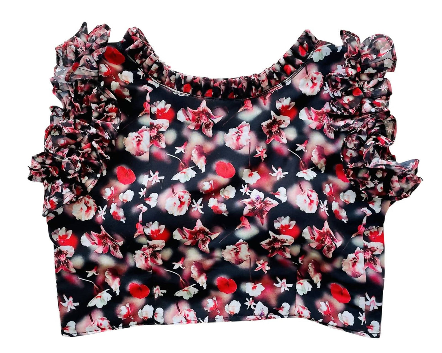 Vamika Beautiful Black Georgette Frill Blouse - Distacart