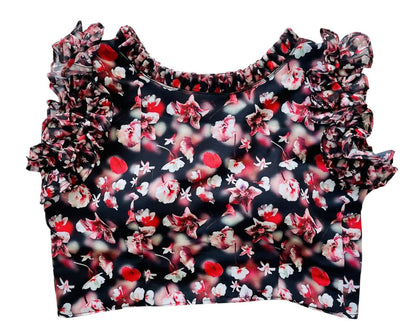 Vamika Beautiful Black Georgette Frill Blouse - Distacart