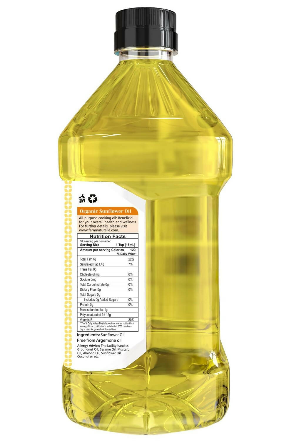 Farm Naturelle Organic Virgin Cold Pressed Sunflower Oil - Distacart