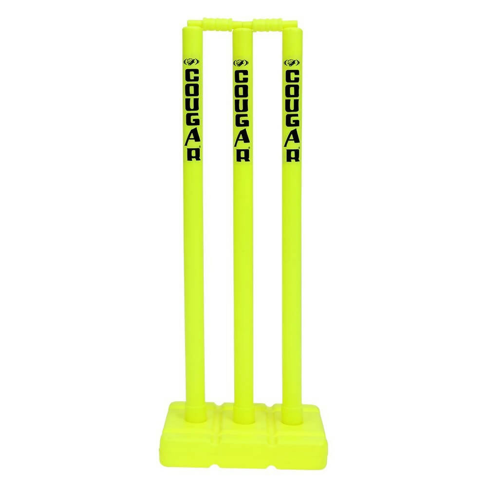 Cougar Plastic Cricket Stumps Set (Portable Plastic Wicket Set) with Stand & Bails - Distacart